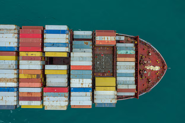 Port with shipping containers